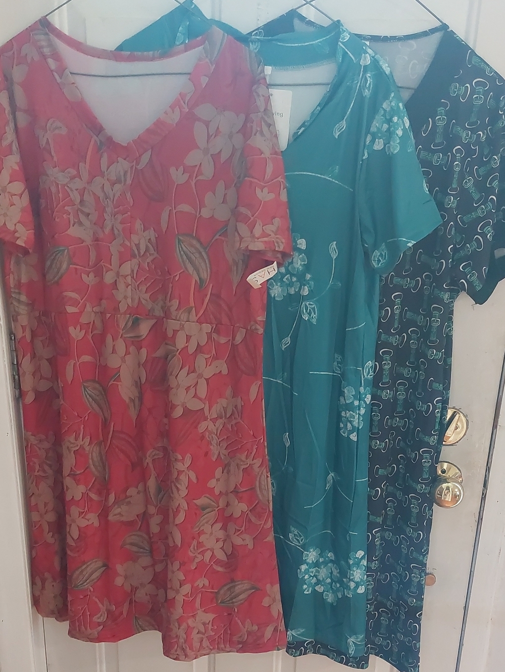 NWT Lot of 3 Floral Short Sleeve Polyester Dresses - Size L